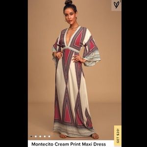 Lulus Montecito Cream Print Maxi Dress, S, new